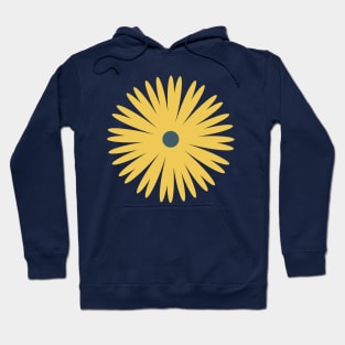 Flower 1, Minimalist Abstract Floral in Mustard Yellow and Navy Blue Hoodie